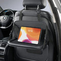 Leather Car Seat Organizer — Foldable Tablet Tray & Storage